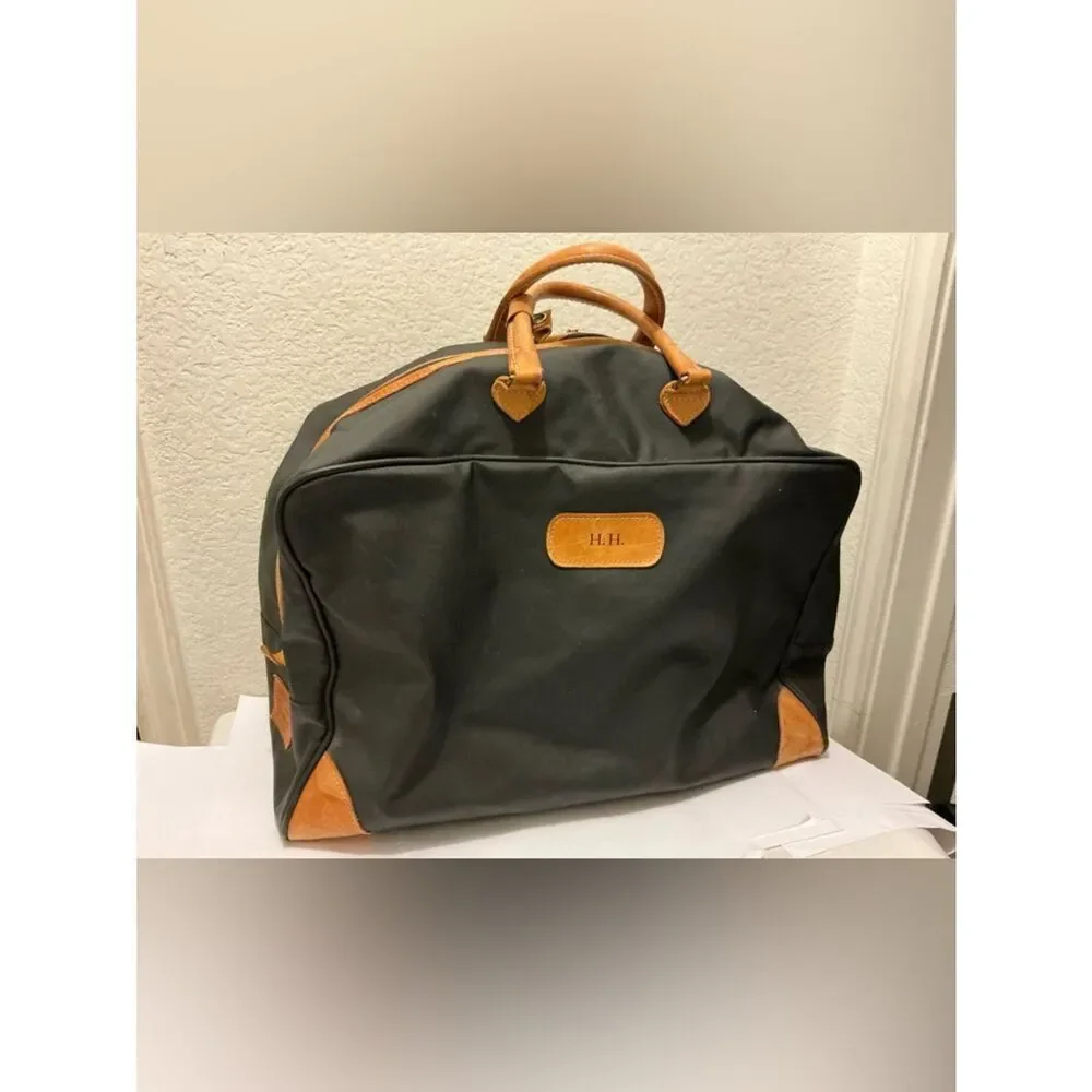 Jon Hart Design Black Duffel with Tan Leather Accents